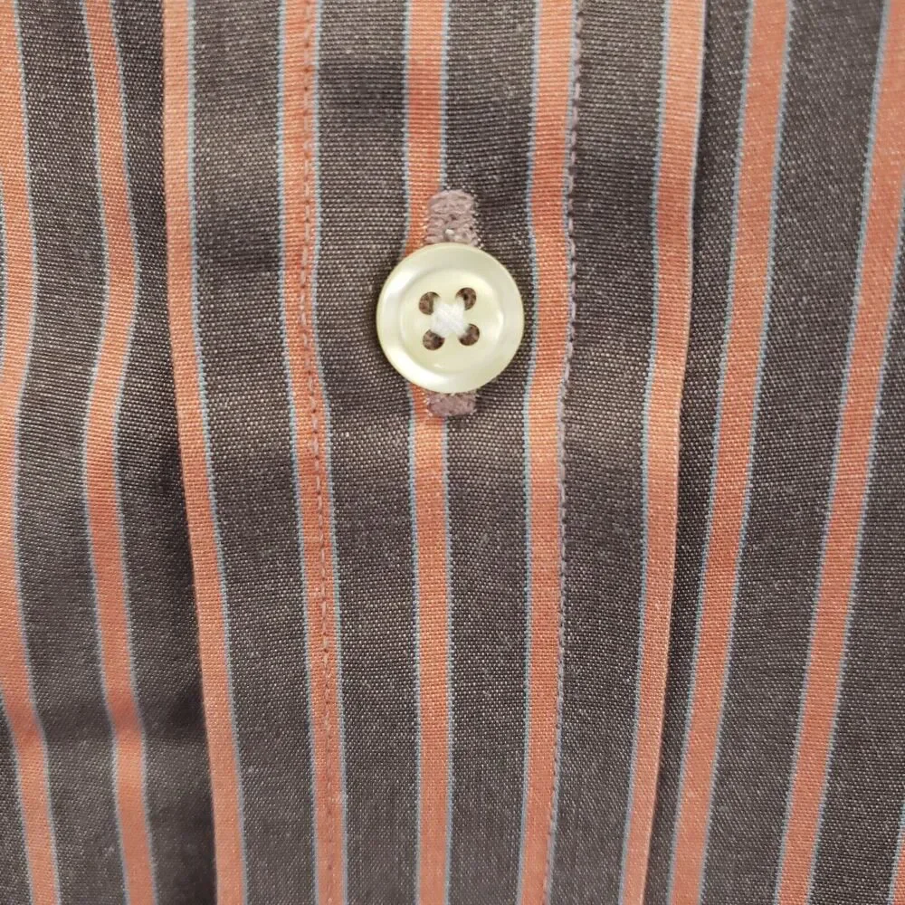 Ted Baker London Dress Shirt Men 16.5 34/35 Brown Pink Striped Cotton Flip Cuffs